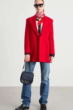Blazer doppiopetto con rever a lancia - Rosso
