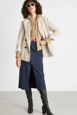 Blazer doppiopetto gessato - Avorio