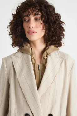 Blazer doppiopetto gessato - Avorio