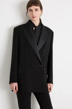 Blazer doppiopetto in cady - Nero