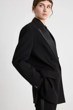 Blazer doppiopetto in cady - Nero