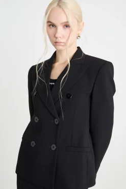 Blazer doppiopetto in cady - Nero