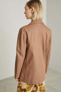 Blazer doppiopetto in cotone - Marrone Chiaro