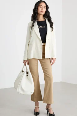 Blazer doppiopetto in crepe fluido - Bianco