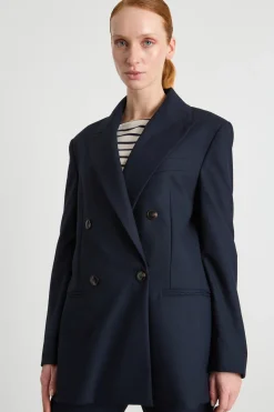 Blazer doppiopetto in flanella - Blu