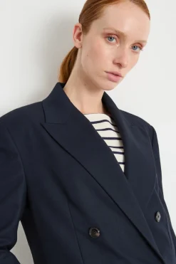 Blazer doppiopetto in flanella - Blu