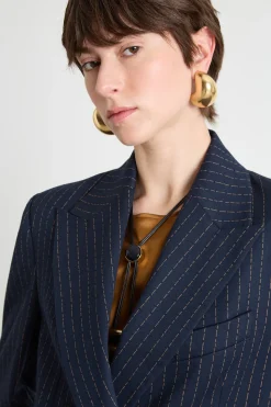 Blazer doppiopetto in flanella - Blu
