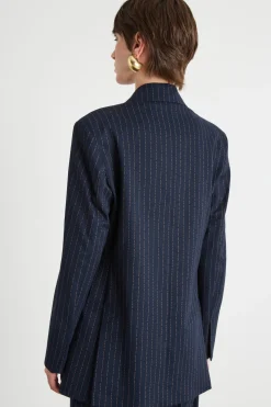 Blazer doppiopetto in flanella - Blu