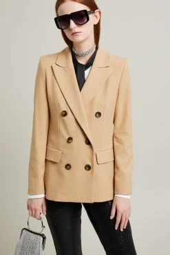 Blazer doppiopetto in gabardina - Beige