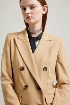 Blazer doppiopetto in gabardina - Beige