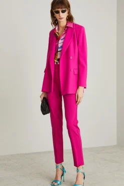 Blazer doppiopetto in gabardina - Fuxia