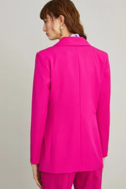 Blazer doppiopetto in gabardina - Fuxia
