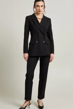 Blazer doppiopetto in gabardina - Nero