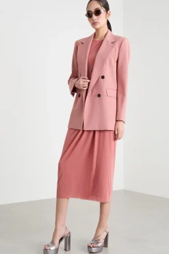 Blazer doppiopetto in gabardina - Rosa