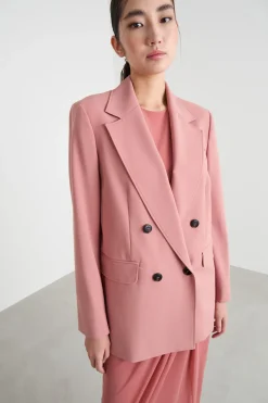Blazer doppiopetto in gabardina - Rosa