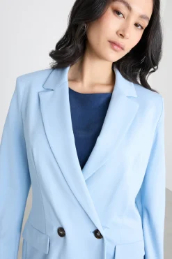 Blazer doppiopetto in jersey - Azzurro