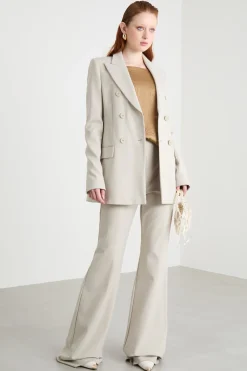 Blazer doppiopetto in jersey - Beige