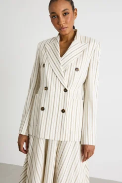 Blazer doppiopetto in jersey - Bianco Cammello