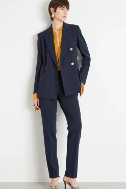Blazer doppiopetto in jersey - Blu