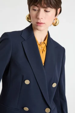 Blazer doppiopetto in jersey - Blu