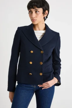 Blazer doppiopetto in jersey - Blu