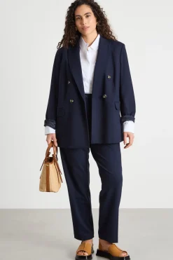 Blazer doppiopetto in jersey punto stoffa - Blu