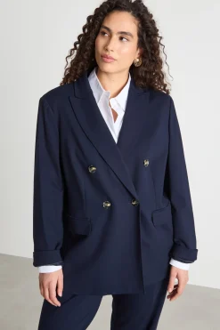 Blazer doppiopetto in jersey punto stoffa - Blu