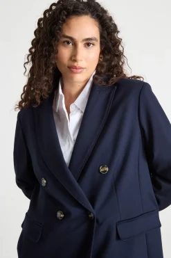 Blazer doppiopetto in jersey punto stoffa - Blu