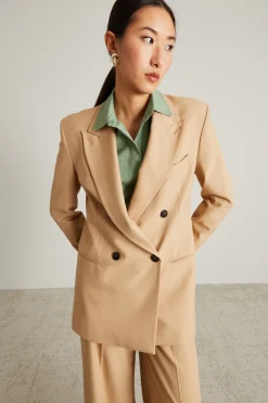Blazer doppiopetto in levantina - Beige
