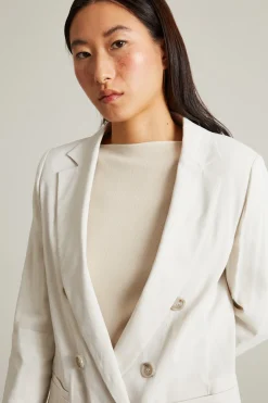 Blazer doppiopetto in lino - Ghiaccio
