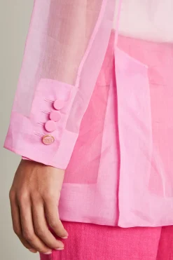 Blazer doppiopetto in organza - Fuxia