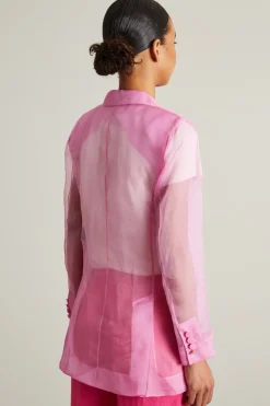 Blazer doppiopetto in organza - Fuxia