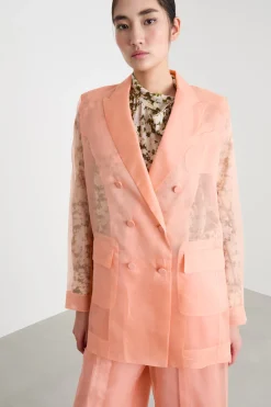 Blazer doppiopetto in organza - Rosa