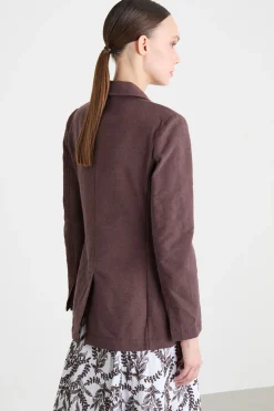 Blazer doppiopetto in stuoia - Marrone