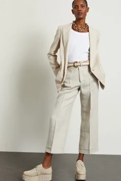 Blazer doppiopetto in tela - Ecru