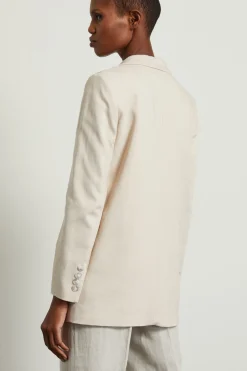 Blazer doppiopetto in tela - Ecru