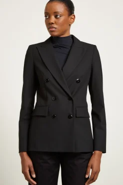 Blazer doppiopetto in tela - Nero