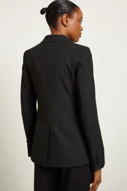 Blazer doppiopetto in tela - Nero
