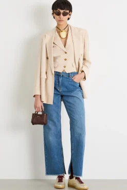 Blazer doppiopetto in twill - Beige