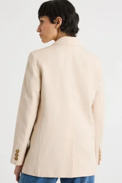 Blazer doppiopetto in twill - Beige