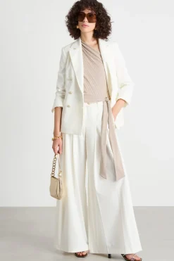 Blazer doppiopetto in twill - Bianco