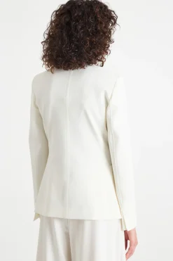 Blazer doppiopetto in twill - Bianco