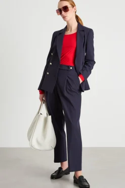Blazer doppiopetto in twill - Blu