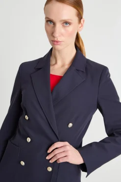 Blazer doppiopetto in twill - Blu