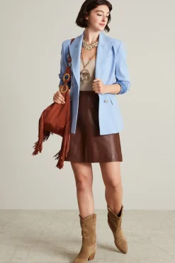Blazer doppiopetto sfiancato - Celeste