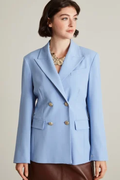 Blazer doppiopetto sfiancato - Celeste