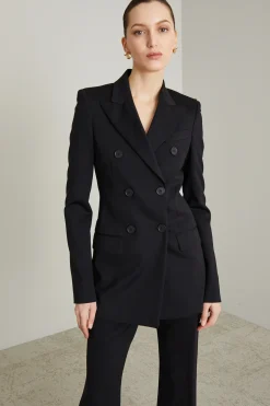 Blazer doppiopetto sfiancato - Nero