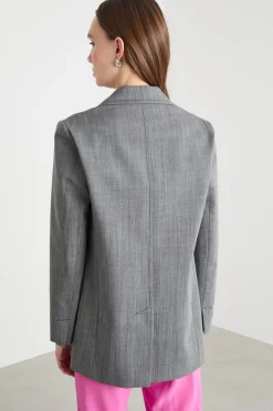 Blazer dritto con tasche applicate - Grigio
