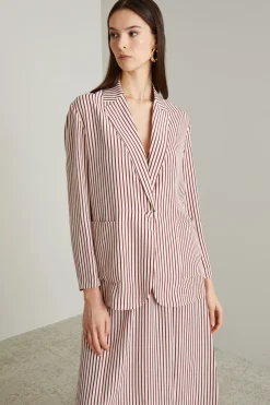Blazer fluido effetto lavato - A Righe