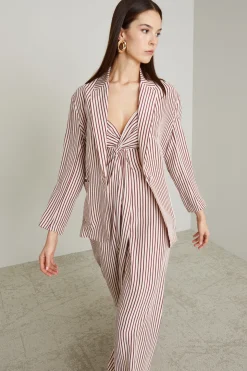 Blazer fluido effetto lavato - A Righe